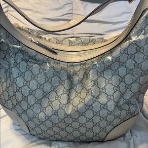 Gucci Beige and Gray Monogram Hobo Bag